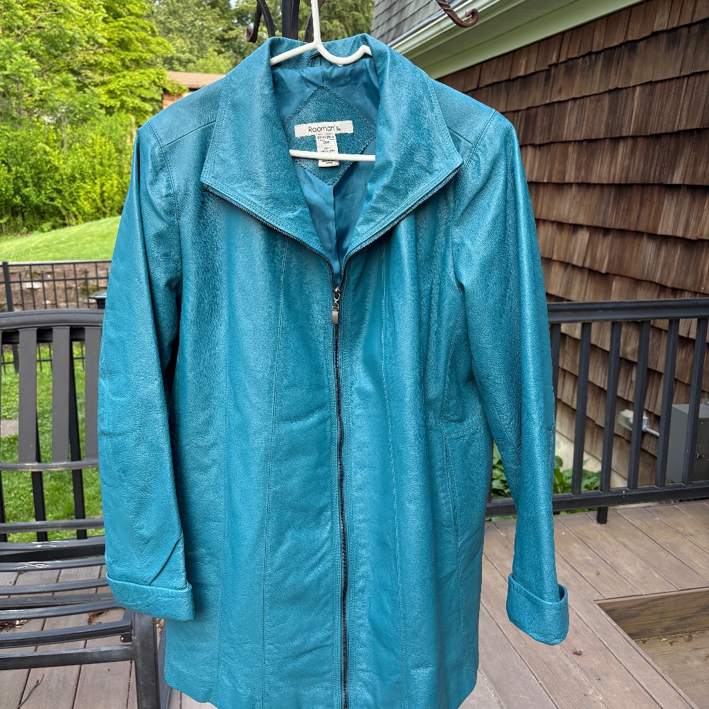 Roman’s Teal Leather Jacket 20w